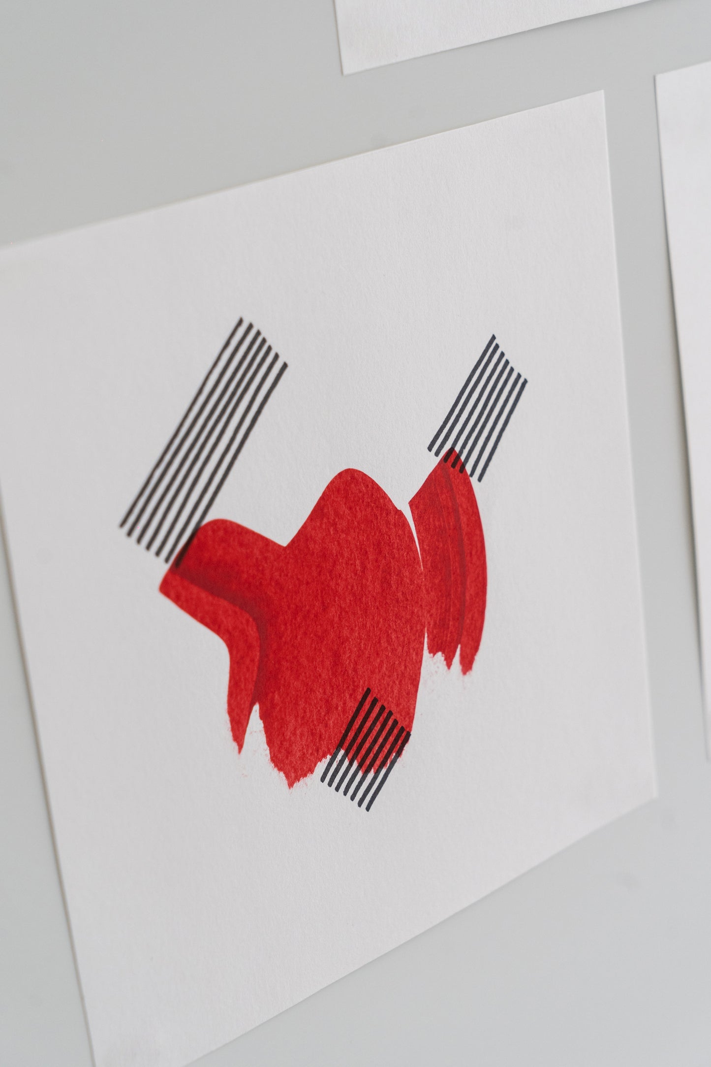 Red Fragments - Set of 3 Abstract Works